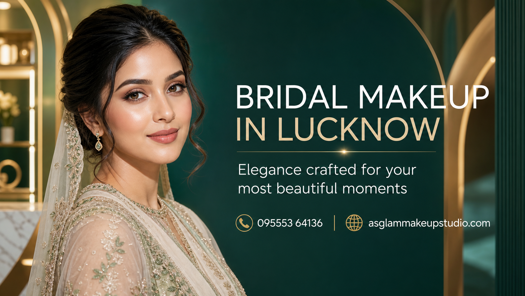 Bridal makeup in Lucknow with an elegant luminous finish by AS Glam Makeup Studio