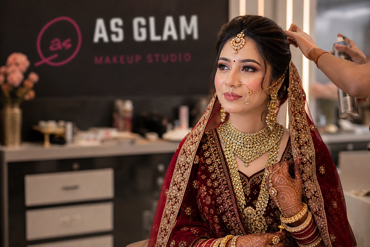 Bridal 01 professional bridal & wedding makeup look photographed at AS Glam Makeup Studio in Lucknow